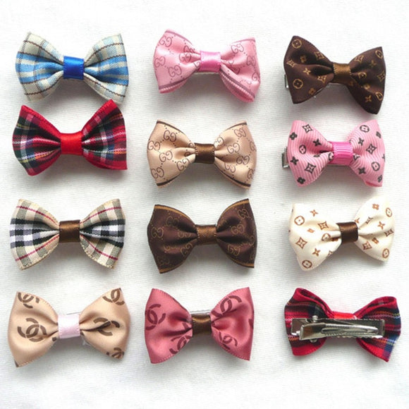 Dog Hair Bows Clips Pearl Crown Mixed Puppy Hairpins