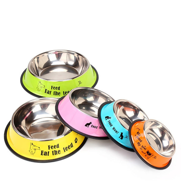 Stainless steel dog bowl sport travel Pet dog cat food feeder Outdoor