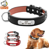 PU Leather Dog Collar Durable Padded Personalized Pet ID Collars Customized for Small Medium Large Dogs Red Black Brown