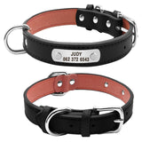 PU Leather Dog Collar Durable Padded Personalized Pet ID Collars Customized for Small Medium Large Dogs Red Black Brown