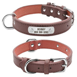 PU Leather Dog Collar Durable Padded Personalized Pet ID Collars Customized for Small Medium Large Dogs Red Black Brown