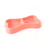 Newest 3Color Portable Dog Double Bowls Plastic Bone Shape