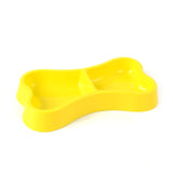 Newest 3Color Portable Dog Double Bowls Plastic Bone Shape