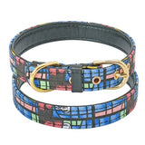 Dog Collar Printed Small Puppy Dog Collars Padded PU Leather Pet Collars for Small Medium Large Dogs