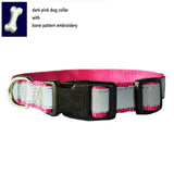 Custom Embroidery Dog Collar Tough Nylon Reflex light at night