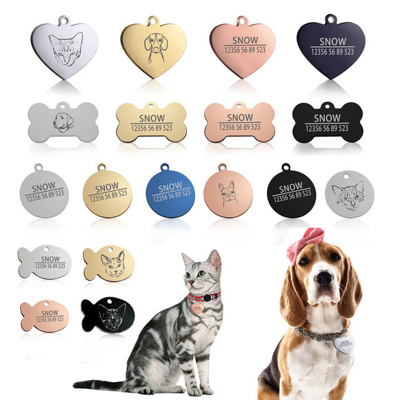 New 1pcs cat dog ID tag Free engraving dog Collar pet Charm Pet