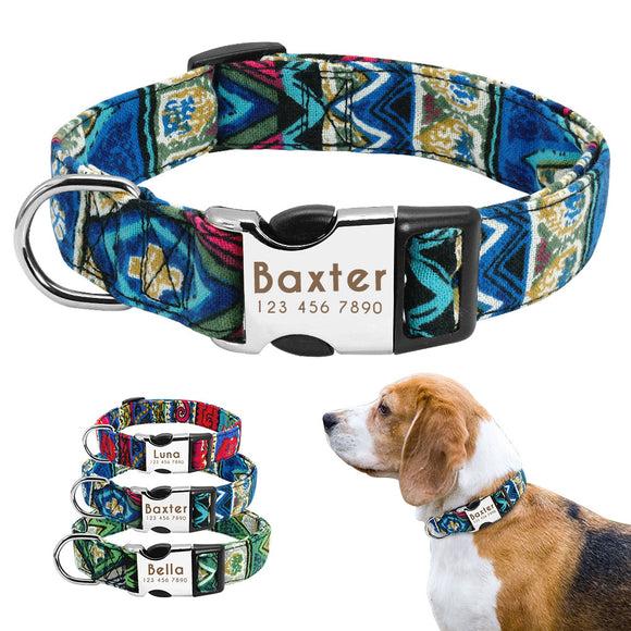 Dog Collar for Large Dogs Nylon Personalized Pet Collar Custom ID