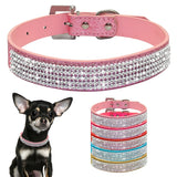 Bling Collar Rhinestone PU Leather Crystal Diamond Puppy Collar