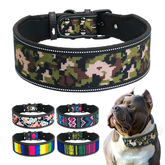 Reflective Nylon Dog Collar  Pet Collars For Medium Large Dogs Pitbull German Shepherd