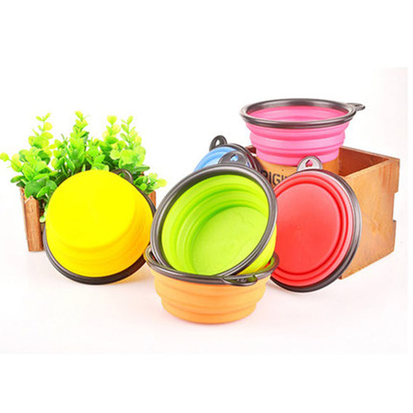 Portable Traveling Pet Bowl Foldable Collapsible Silicone Cat  Food Water Feeding Outdoor Travel Bowl With Carabiner Feeders
