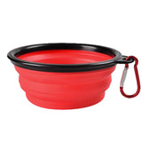 Portable Traveling Pet Bowl Foldable Collapsible Silicone Cat  Food Water Feeding Outdoor Travel Bowl With Carabiner Feeders