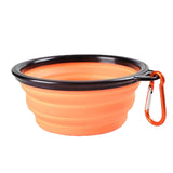 Portable Traveling Pet Bowl Foldable Collapsible Silicone Cat  Food Water Feeding Outdoor Travel Bowl With Carabiner Feeders