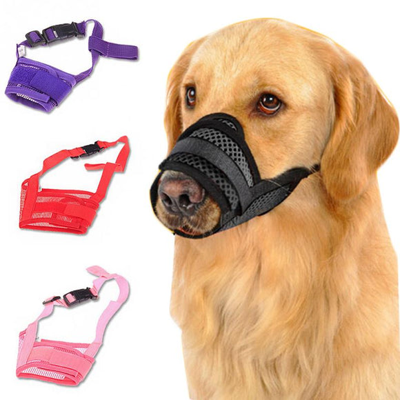 Black Pet Dog Mouth Cover Muzzle Metal Wire Basket Leather Anti